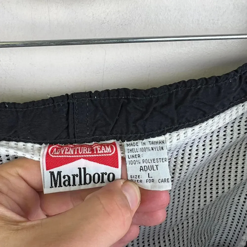 Marlboro Adventure 90s Black Nylon Shorts Size L